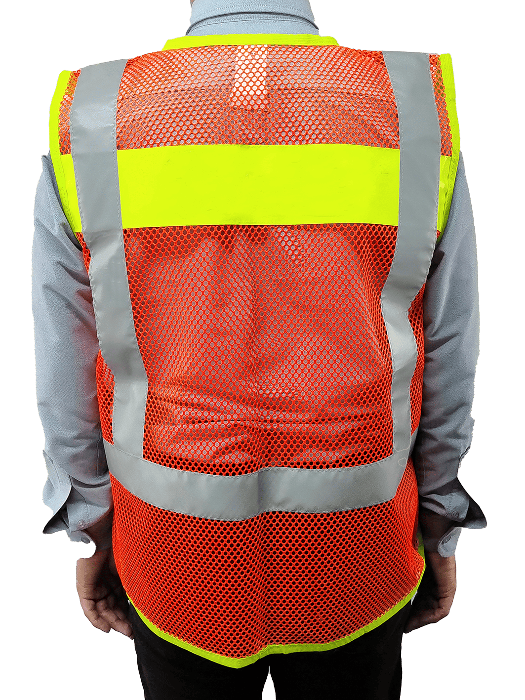 B-9 Chaleco malla naranja con bolsa - Image 4