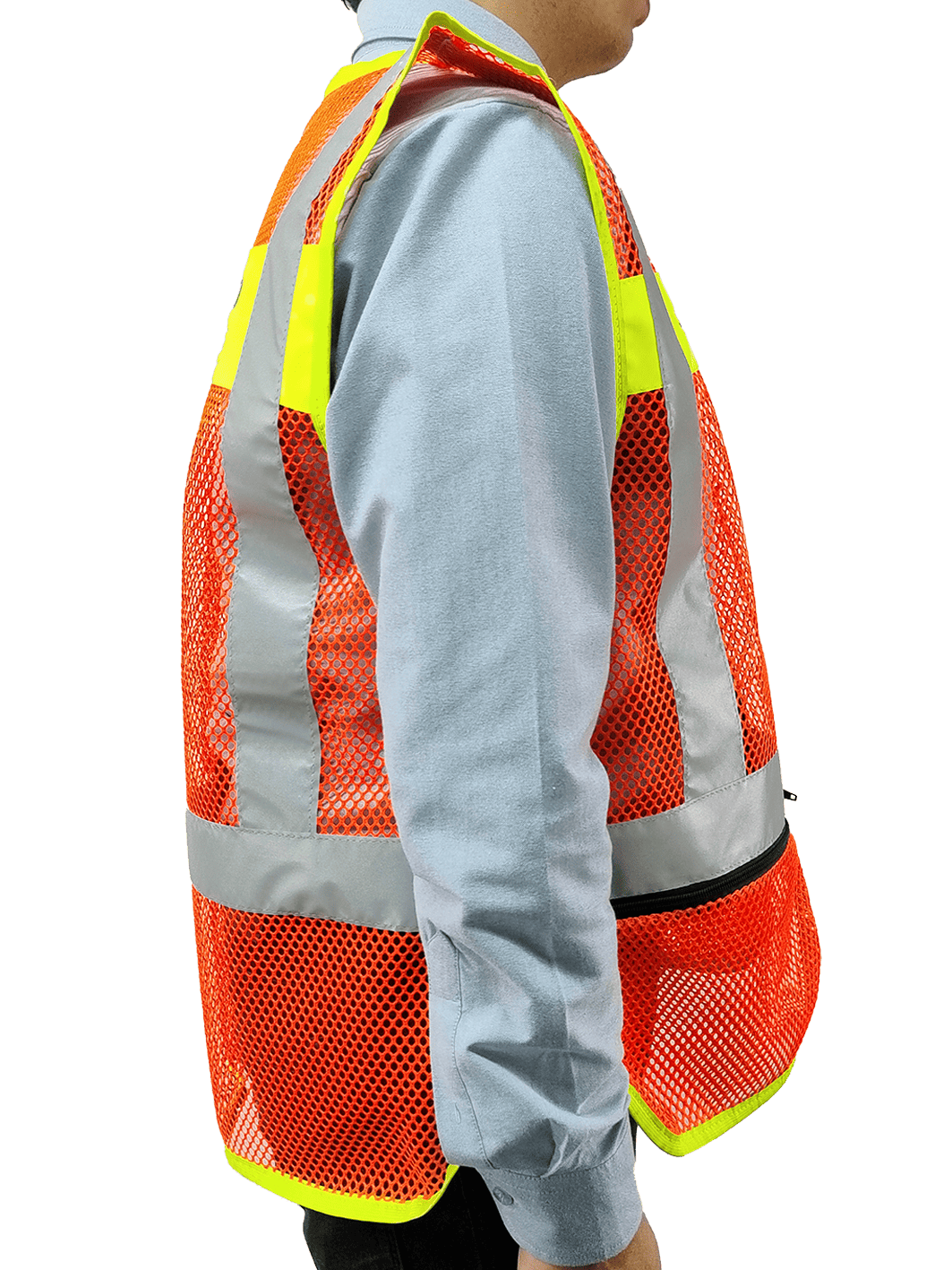 B-9 Chaleco malla naranja con bolsa - Image 3