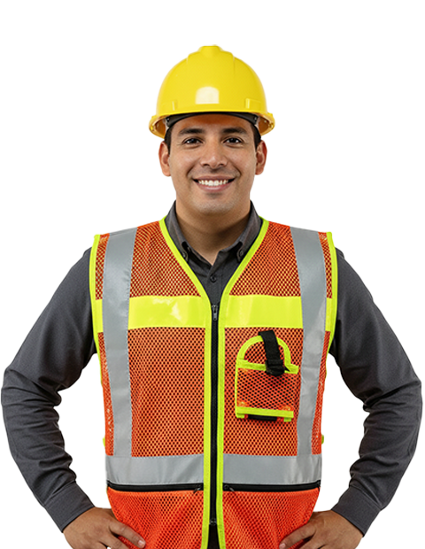 B-9 Chaleco malla naranja con bolsa